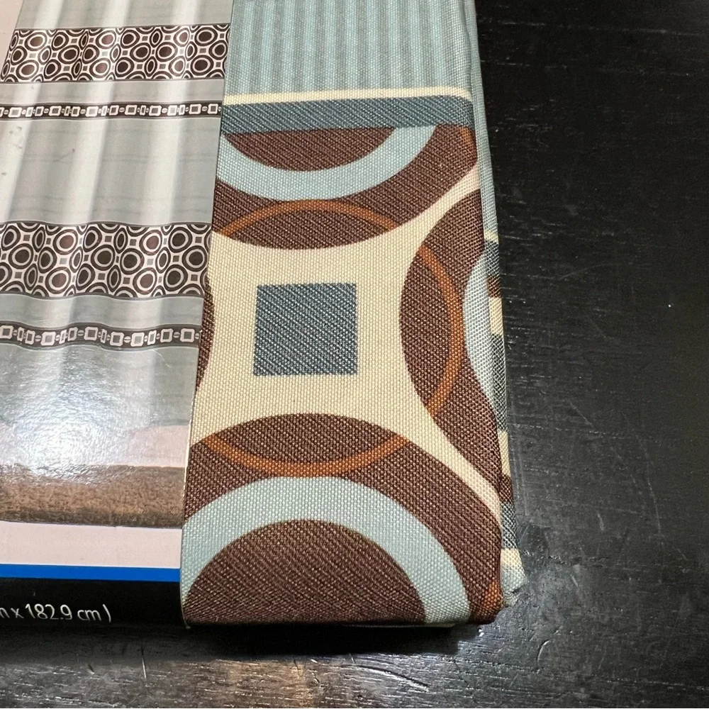 Mainstays Aqua and Brown Geometric Shower Curtain